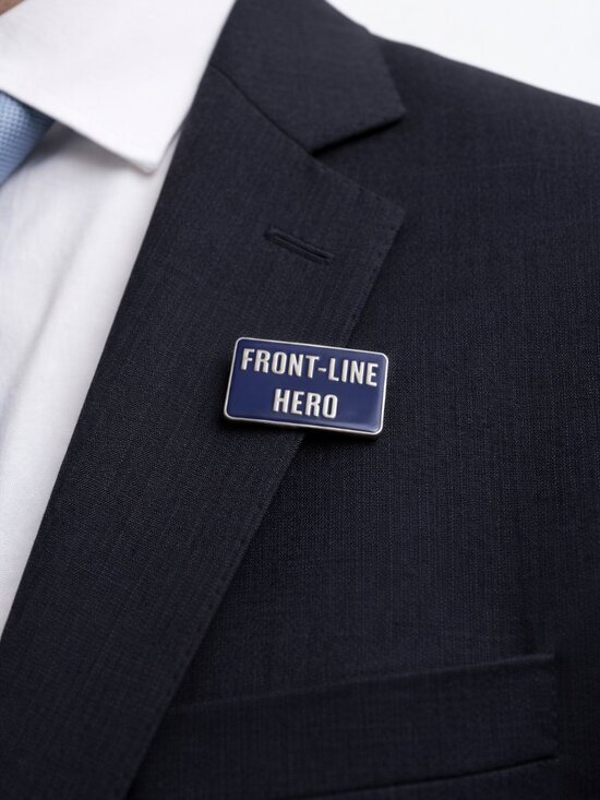unbranded Other - Front‑Line Hero Enamel Tac Pin Navy Silver 1" Unisex New